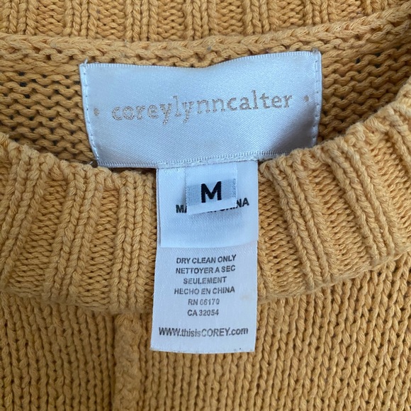 Anthropologie Corey Lynn Calter Yellow and White  Short Sleeve Sweater - Picture 2 of 3